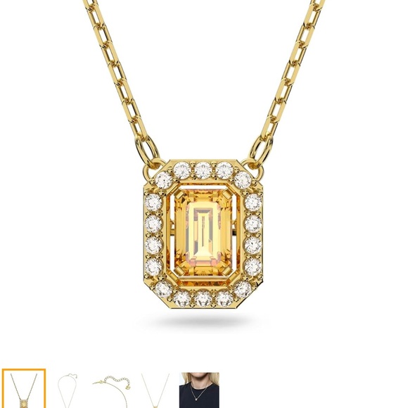 Swarovski Gold Necklace with Green Pendant - Picture 5 of 9